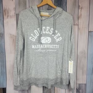 Ocean Drive Glouster Massachusetts Gray Hooded Sweatshirt Size Medium